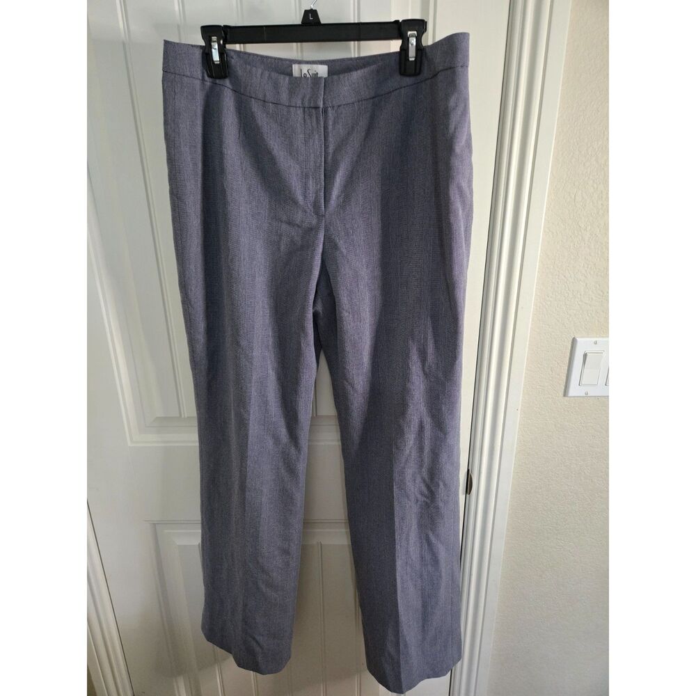 Le Suit Women’s Size 10 Gray Plaid Dress Pants Straight Leg Career Work Trousers